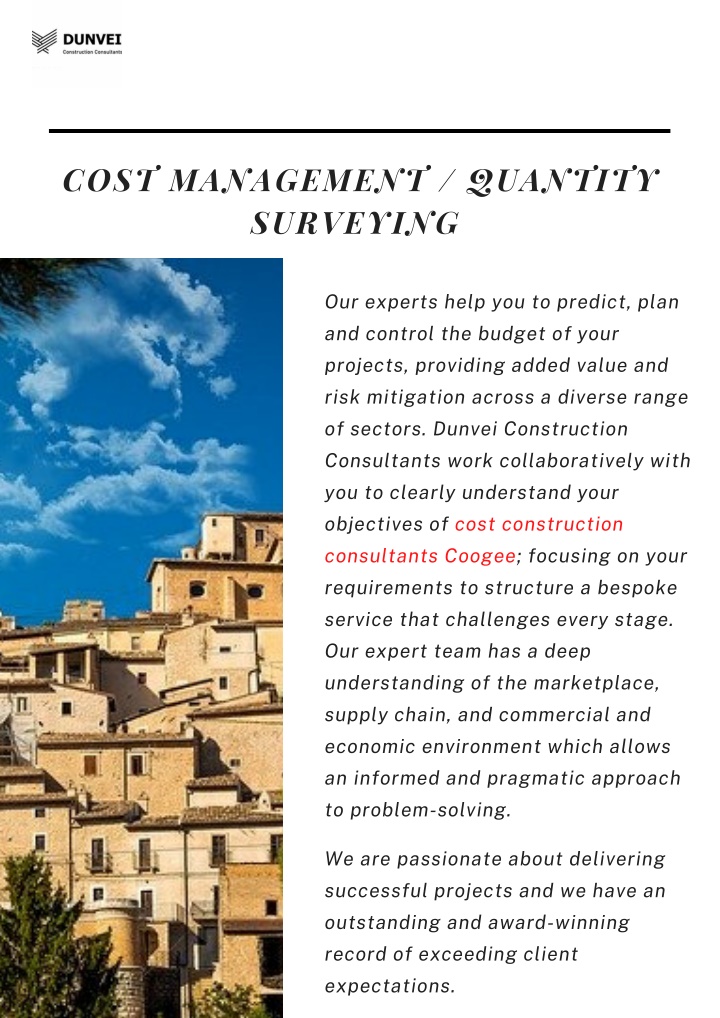 cost management quantity surveying