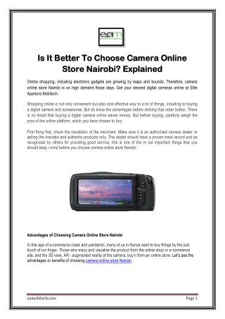 Is It Better To Choose Camera Online Store Nairobi? Explained