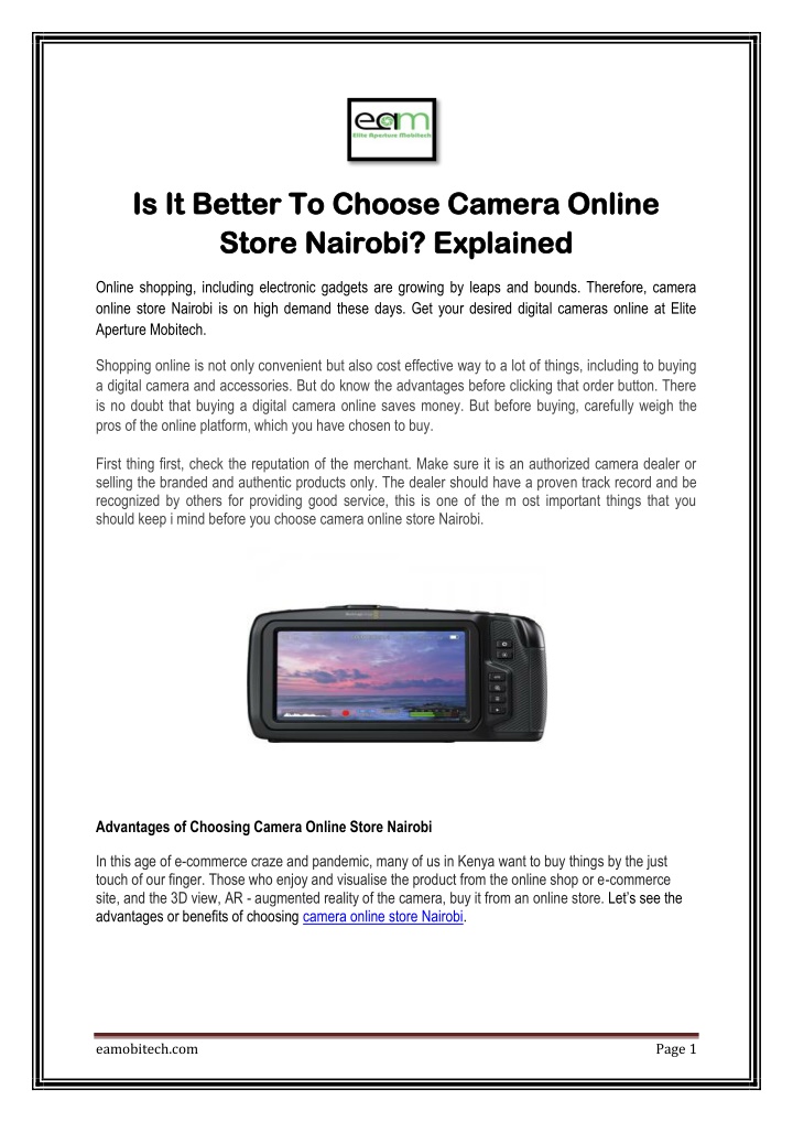 is it better to choose camera online is it better