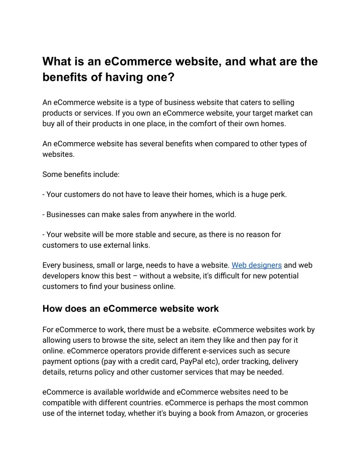 what is an ecommerce website and what