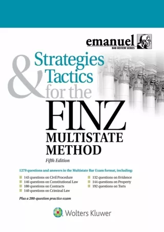EPUB Strategies and Tactics for the FINZ Multistate Method Emanuel Bar Review
