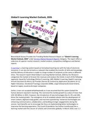 global e learning market outlook 2026