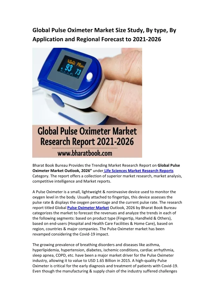 global pulse oximeter market size study by type