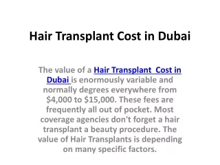 hair transplant cost in Dubai