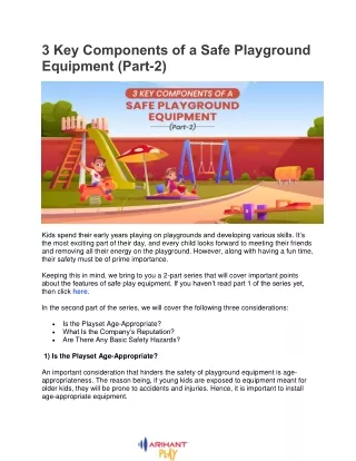 3 Key Components of a Safe Playground Equipment (Part-2) - Arihantplay