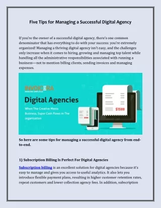 Five Tips for Managing a Successful Digital Agency