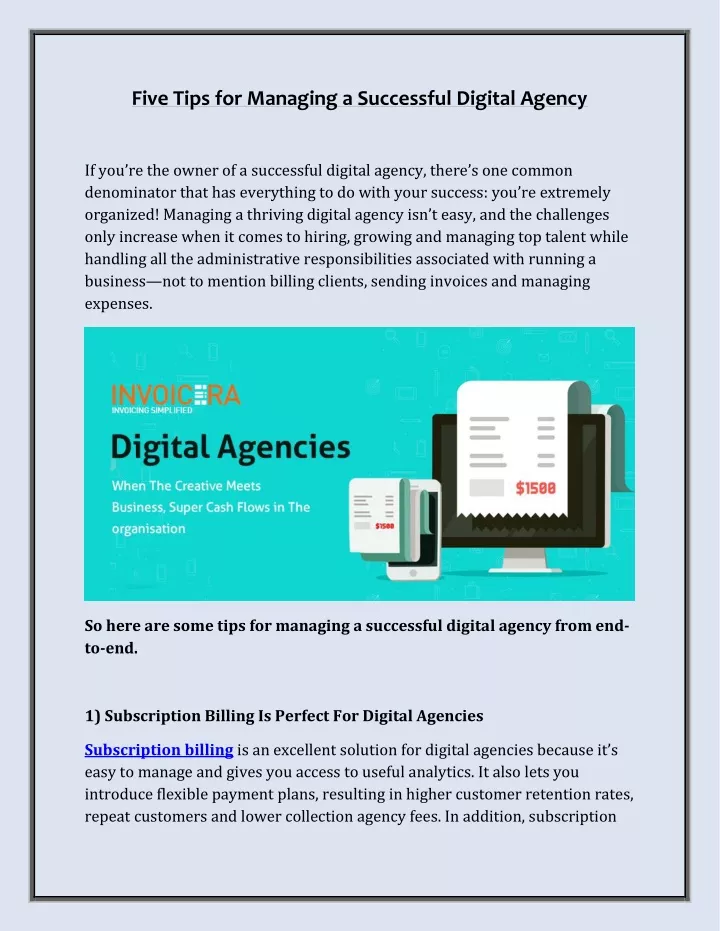 five tips for managing a successful digital agency