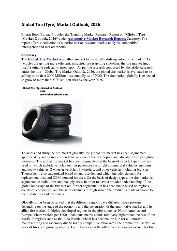 global tire tyre market outlook 2026