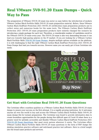 CertsTime's Updated  VMware 5V0-91.20 Dumps PDF (2021) - Guaranteed Success
