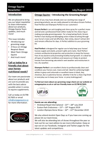 omega equine newsletter
