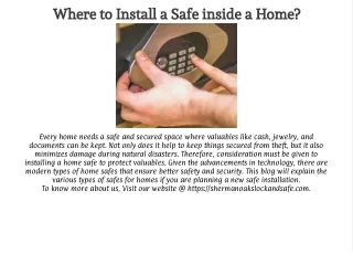 where to install a safe inside a home