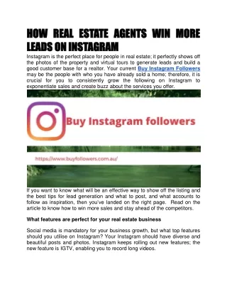 HOW REAL ESTATE AGENTS WIN MORE LEADS ON INSTAGRAM