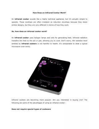 how does an infrared cooker work