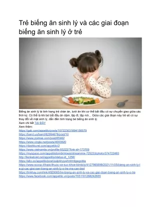 Trẻ biếng ăn sinh lý và các giai đoạn biếng ăn sinh lý ở trẻ