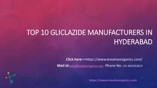 Top 10 Gliclazide Manufacturers in Hyderabad