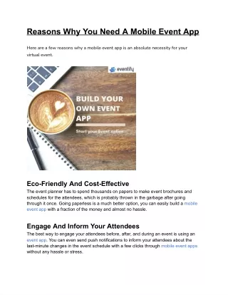 Reasons Why You Need A Mobile Event App