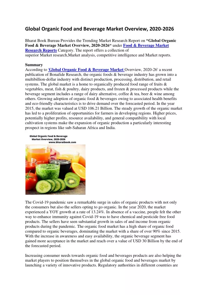 global organic food and beverage market overview