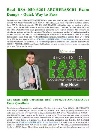 Get Success With Real RSA 050-6201-ARCHERASC01 Dumps PDF [2021]
