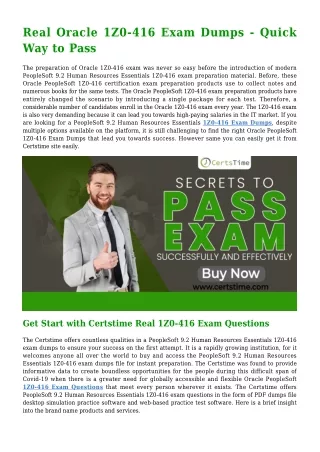 Try Real Oracle 1Z0-416 Dumps PDF [2021] And Get Success Easily 