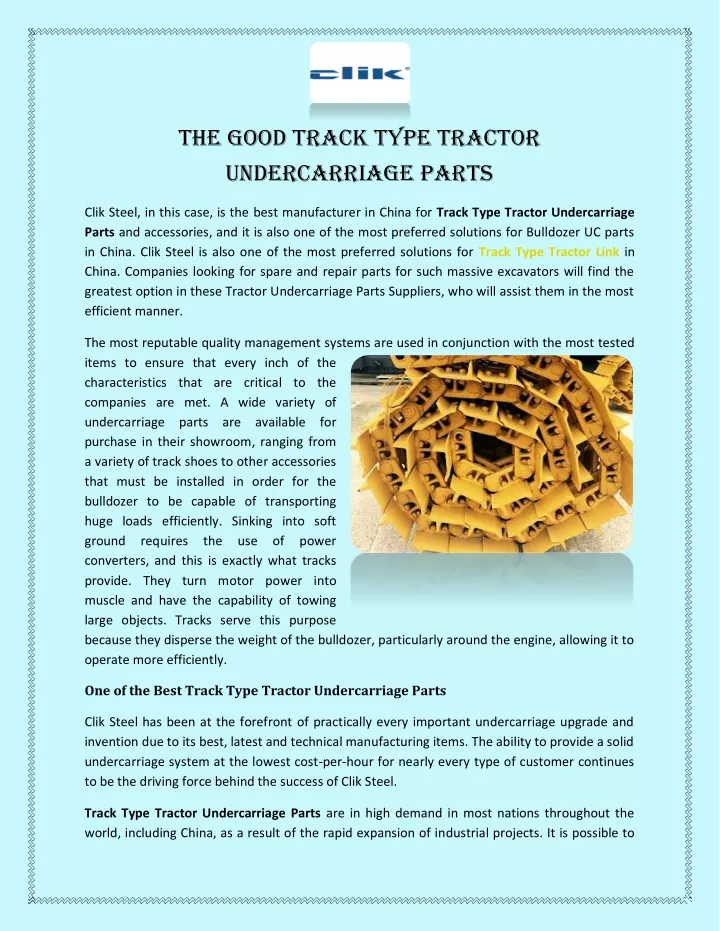 the good track type tractor undercarriage parts