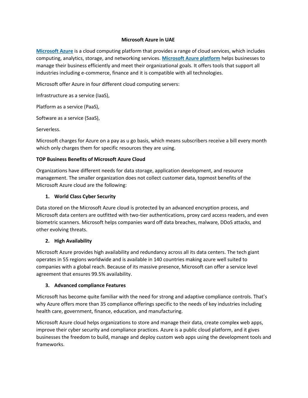 PPT Microsoft Azure in UAE PowerPoint Presentation, free download