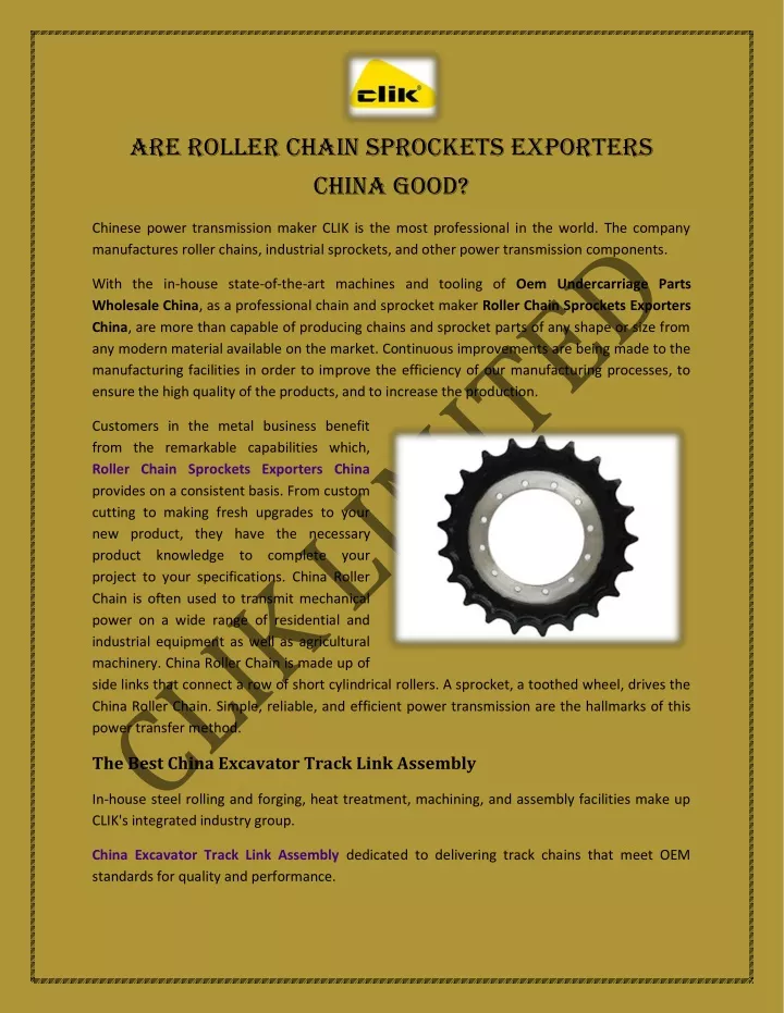 are roller chain sprockets exporters china good