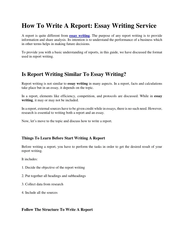 how to write a report essay writing service