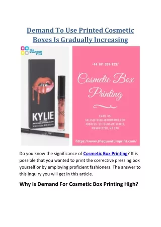 Demand To Use Printed Cosmetic Boxes Is Gradually Increasing