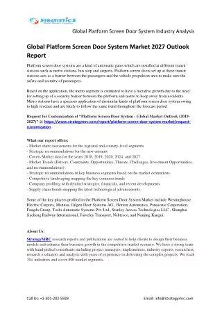 global platform screen door system industry