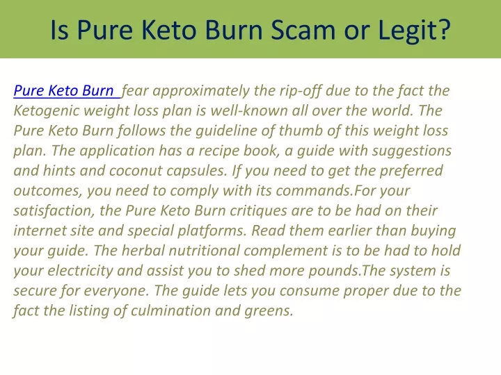 is pure keto burn scam or legit
