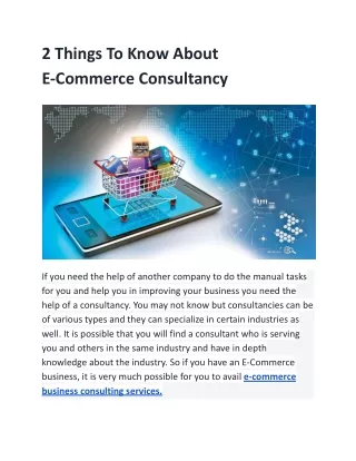 2 things to know about e commerce consultancy