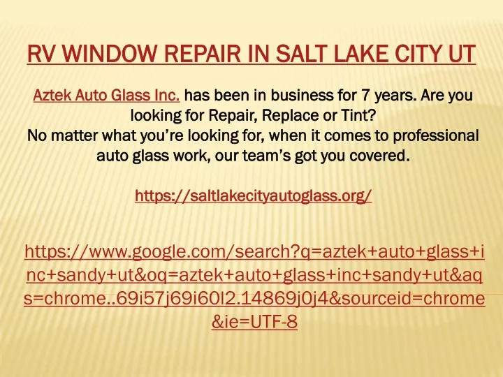 rv window repair in salt lake city ut