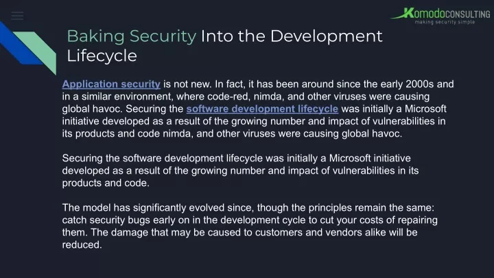 baking security into the development lifecycle