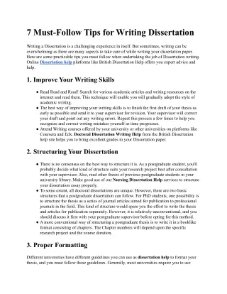 7 must follow tips for writing dissertation