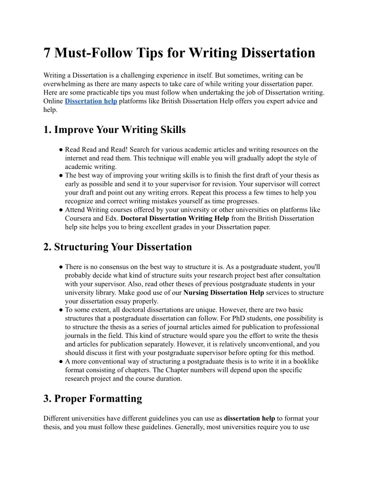 7 must follow tips for writing dissertation
