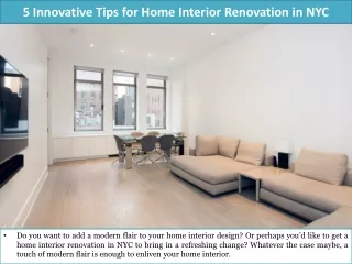 5 Innovative Tips for Home Interior Renovation in NYC
