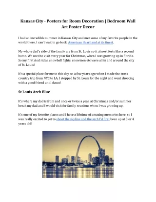 Kansas City - Posters for Room Decoration _ Bedroom Wall Art Poster Decor