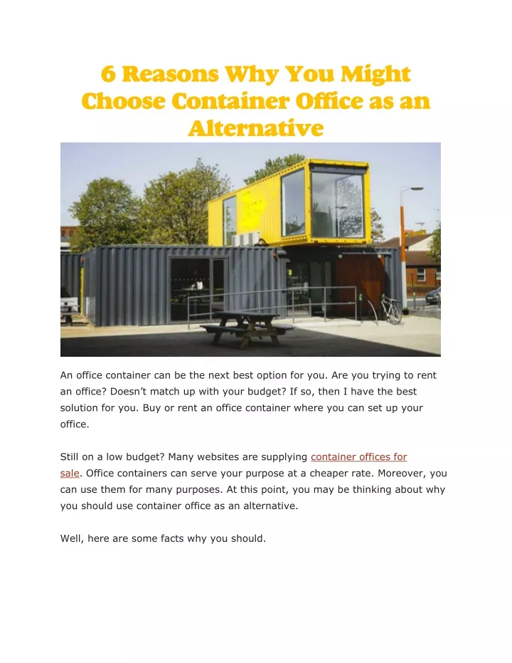 6 reasons why you might choose container office