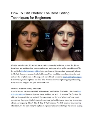 how to edit photos the best editing techniques