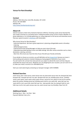 venue for rent brooklyn contact address 1914