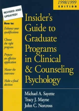 EPUB Insider s Guide to Graduate Programs in Clinical and Counseling Psychology