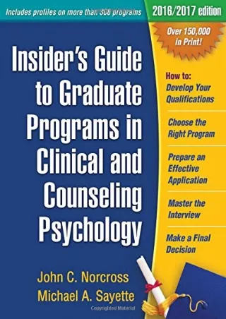 READ Insider s Guide to Graduate Programs in Clinical and Counseling Psychology