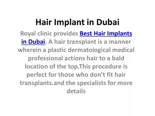 Hair Implant in Dubai