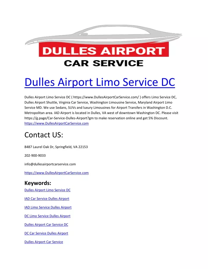 dulles airport limo service dc