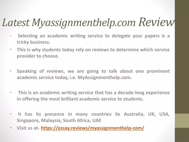 latest myassignmenthelp com review