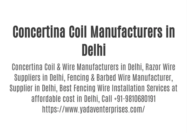 concertina coil manufacturers in delhi concertina