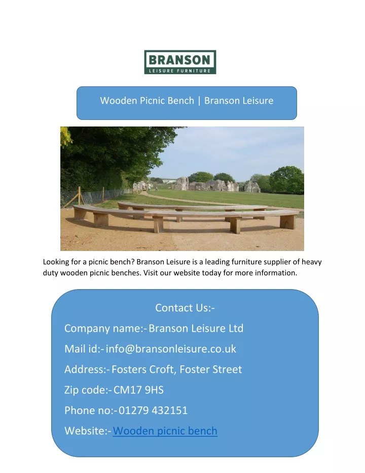 wooden picnic bench branson leisure