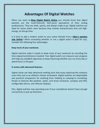 advantages of digital watches