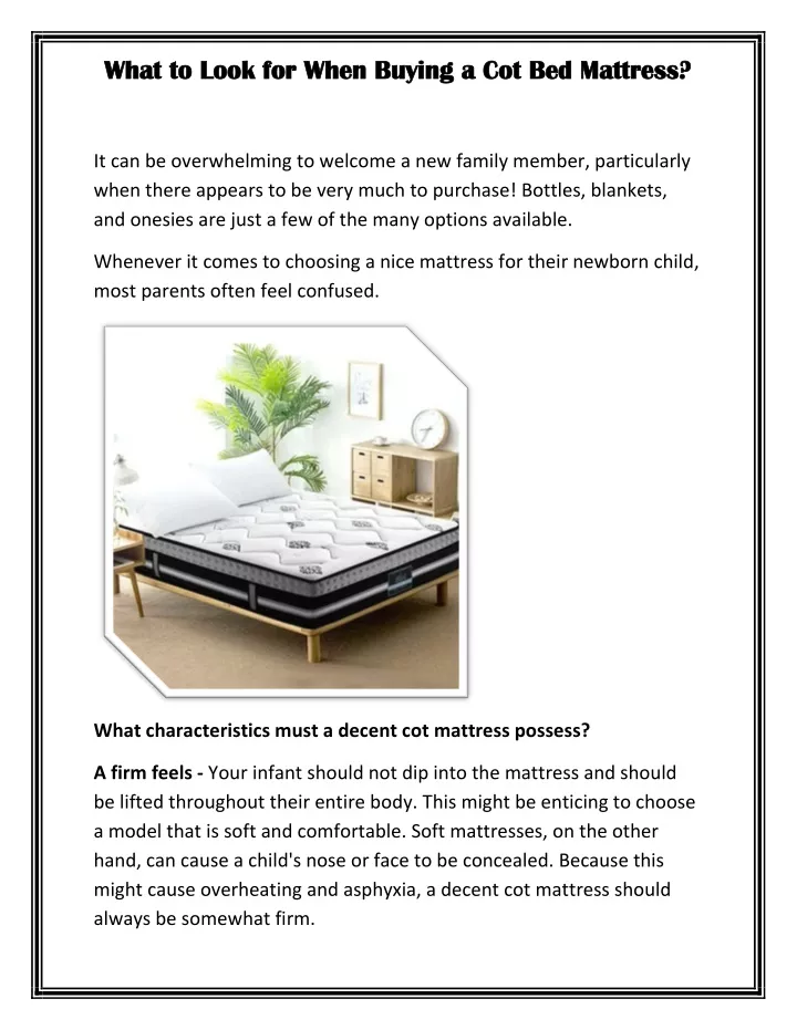 what to look for when buying a cot bed mattress
