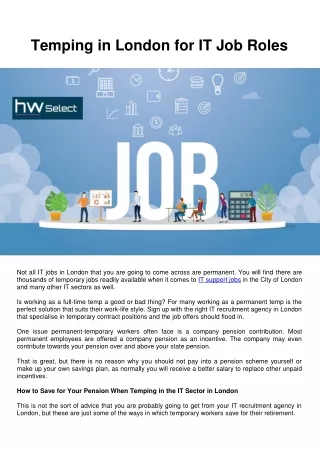temping in london for it job roles